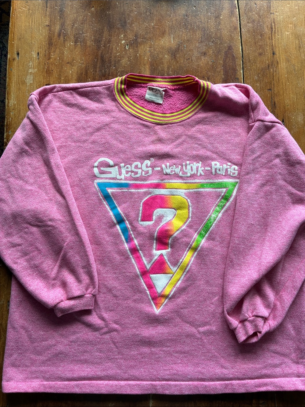 Vintage 1989 GUESS Georges Marciano Rainbow Logo Sweatshirt USA (OS, fits S-M)